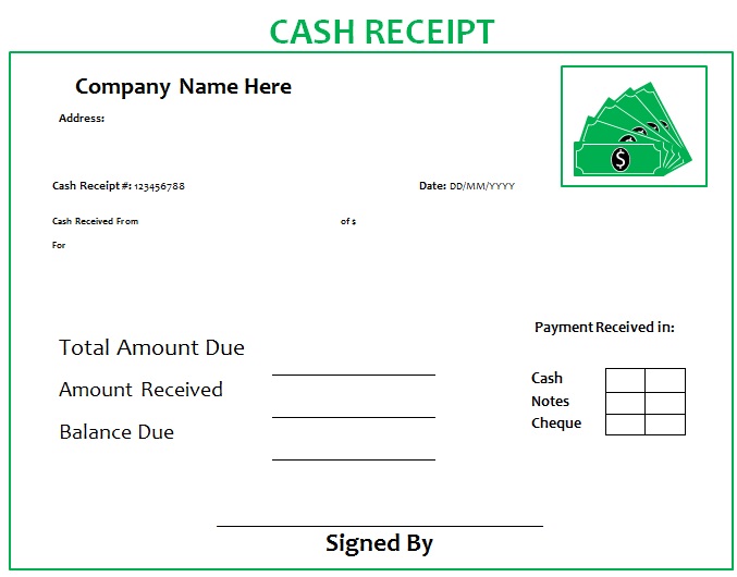 cash receipt template 2