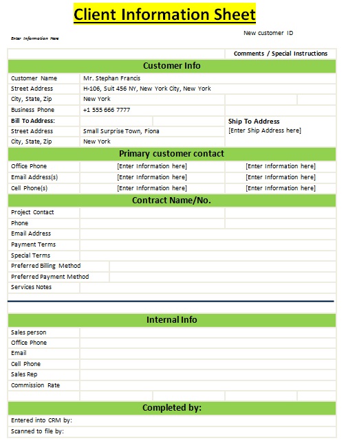 client information sheet 3