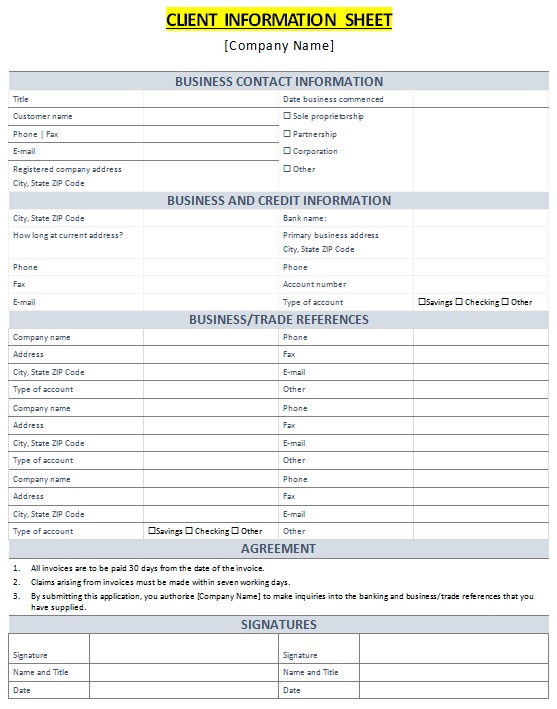 client information sheet 6