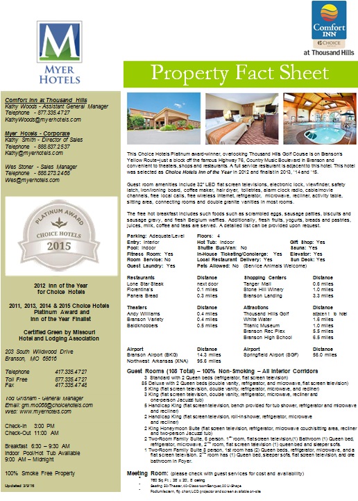 hotel property fact sheet template