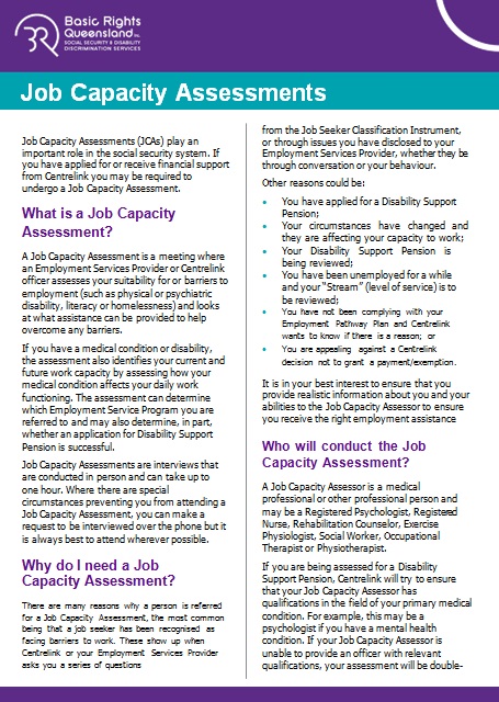 job capacity assessment fact sheet template