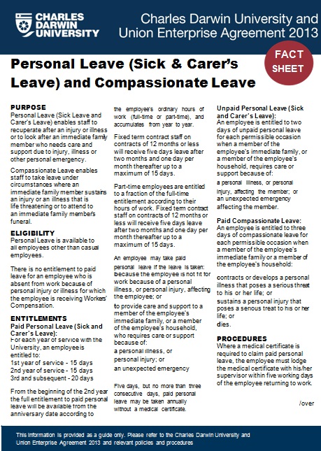 personal leave fact sheet template