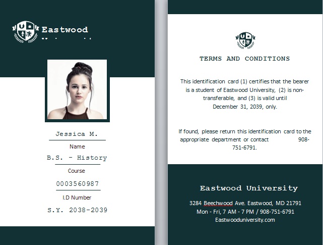 simple student id card template