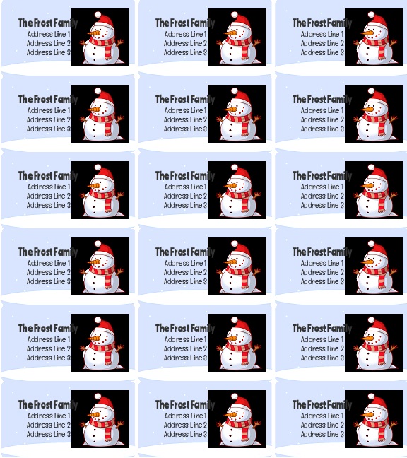 snowman wonderland return address label template