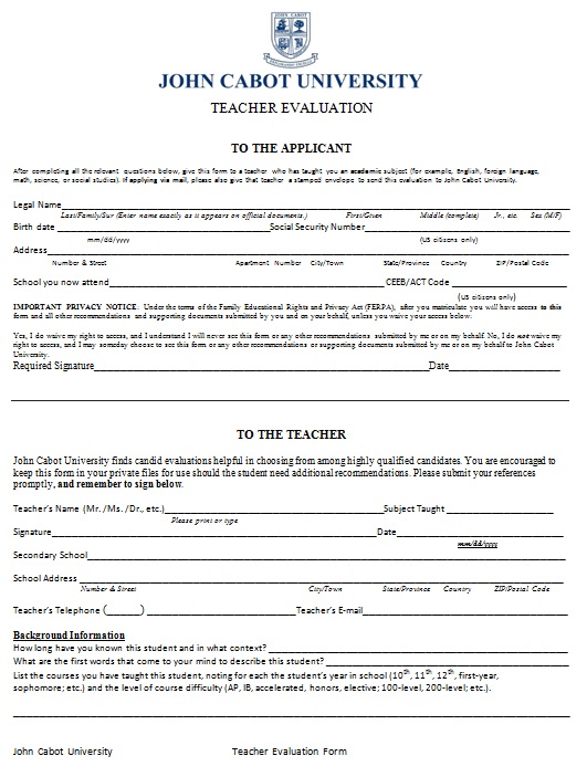 teacher evaluation form 13