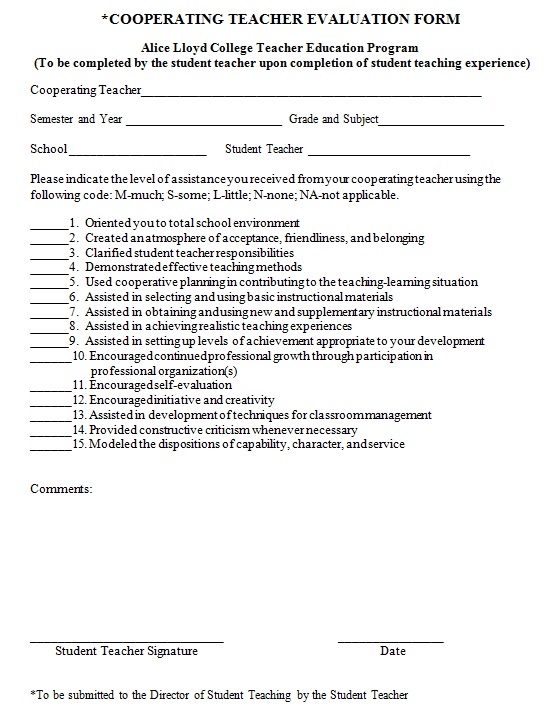 teacher evaluation form 21