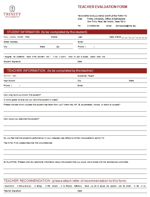 teacher evaluation form 29