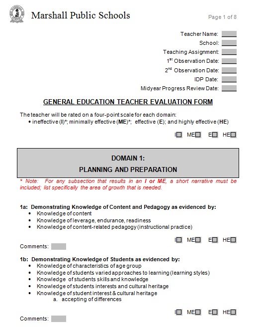 teacher evaluation form 31