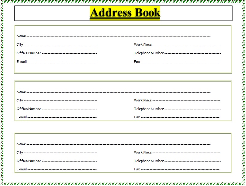 address book template 16