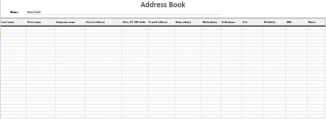 address book template 3