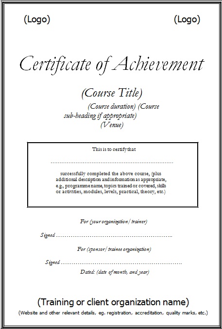 certificate of achievement template 11