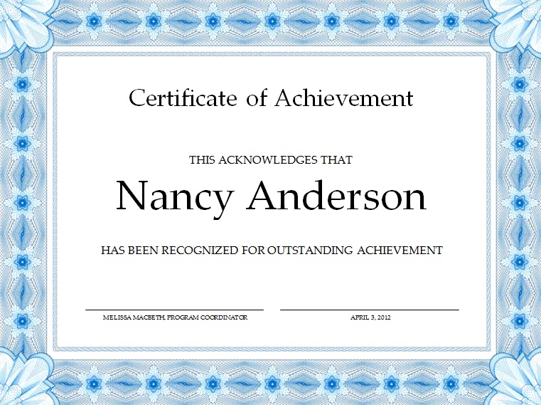 certificate of achievement template 37
