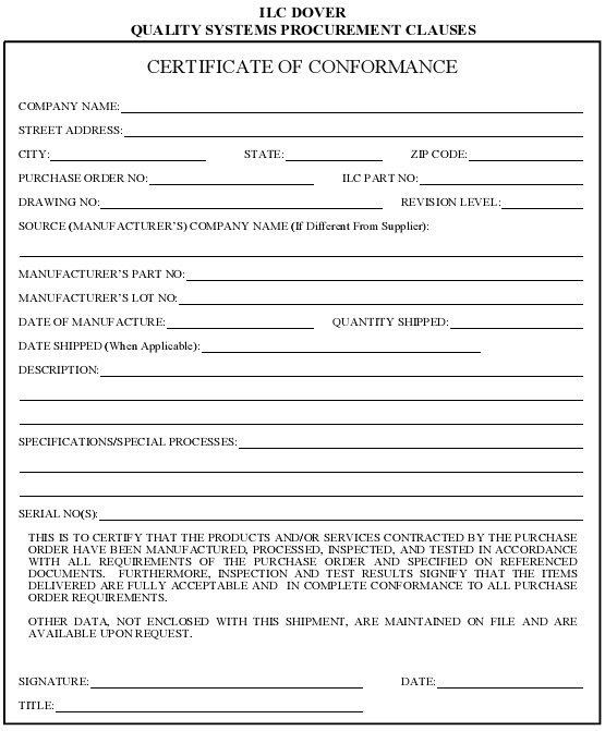 certificate of compliance template 17