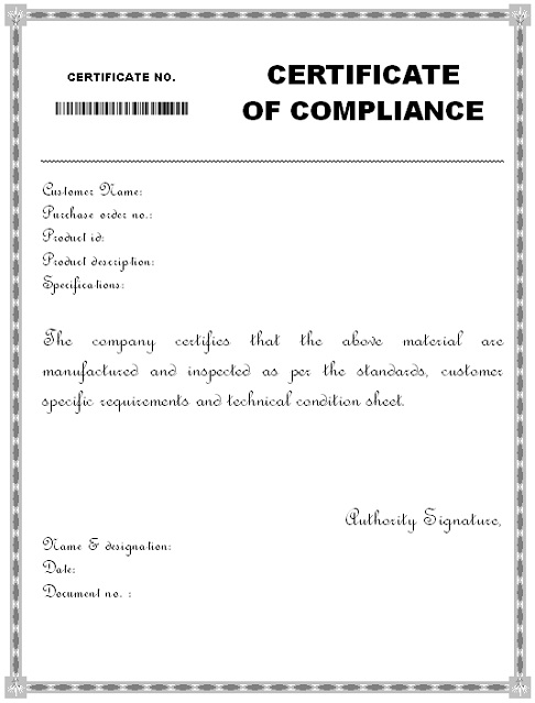 certificate of compliance template 30