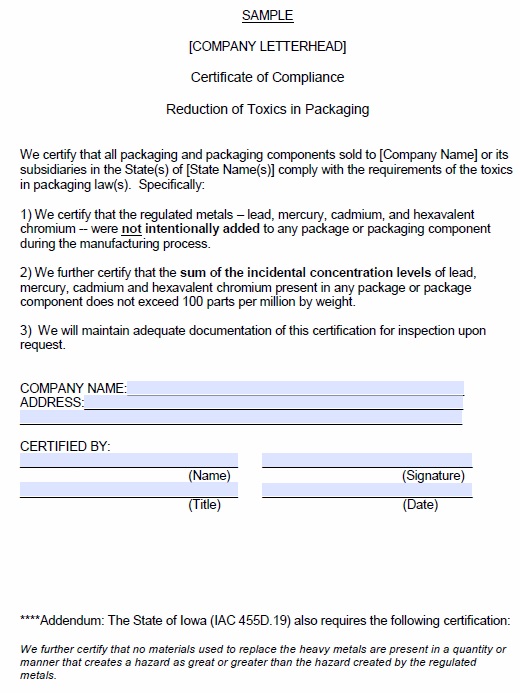 certificate of compliance template 31