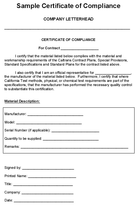 certificate of compliance template 37