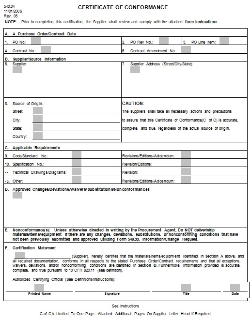 certificate of compliance template 6