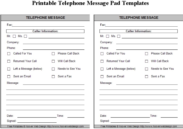 phone message template 27