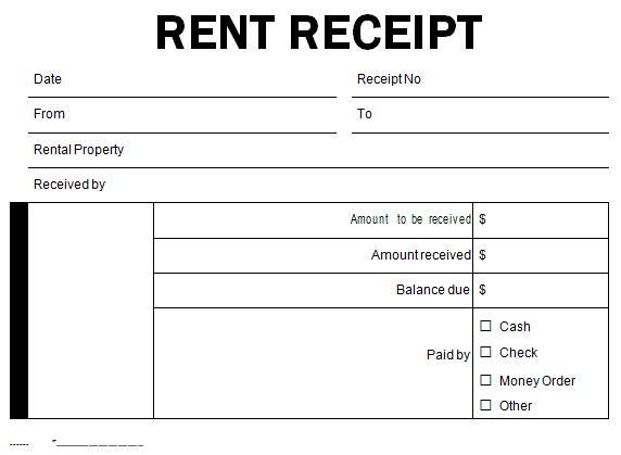 rent receipt template 15