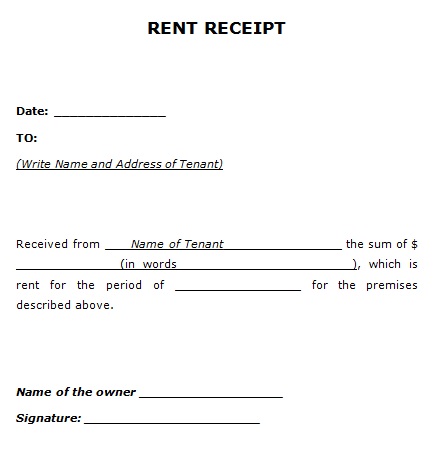 rent receipt template 28