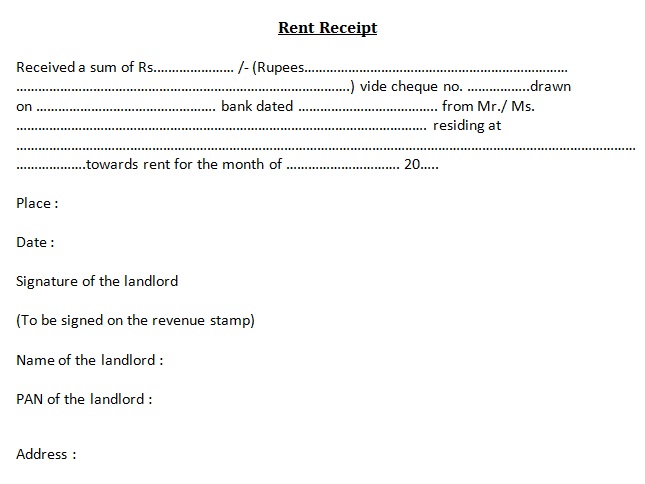 rent receipt template 34