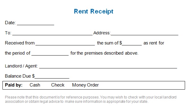 rent receipt template 4