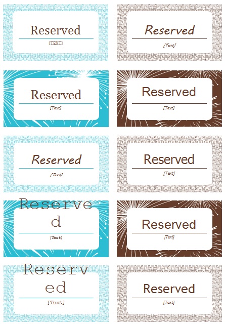 reserved sign template