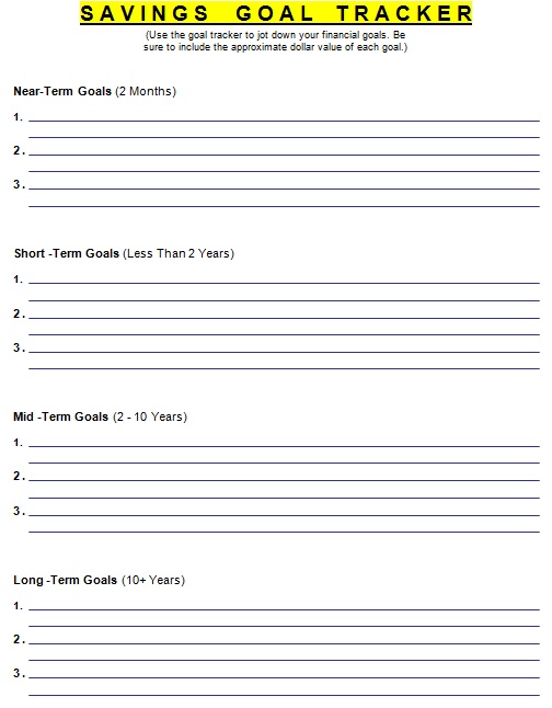 savings goal tracker template 30