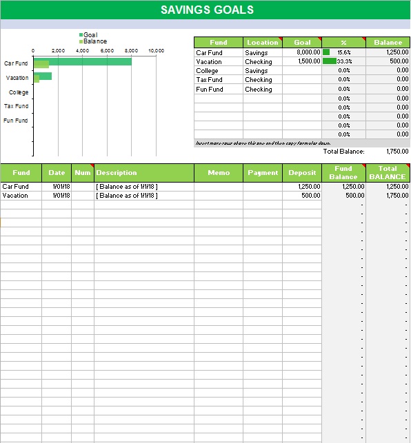 savings goal tracker template 4