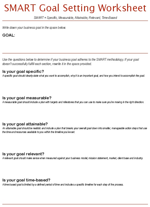smart goals worksheet template 11