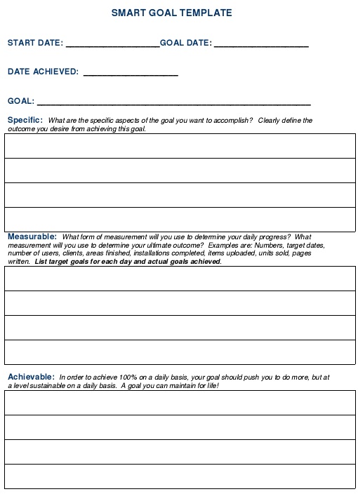 smart goals worksheet template 23
