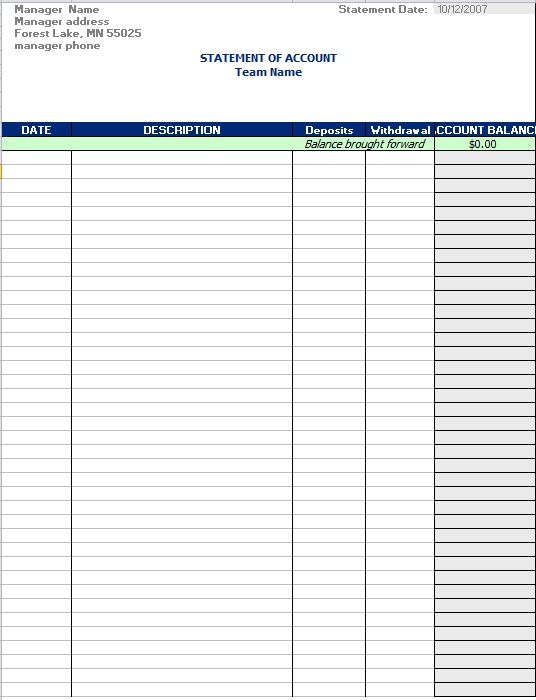 account statement template 1