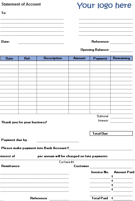account statement template 14