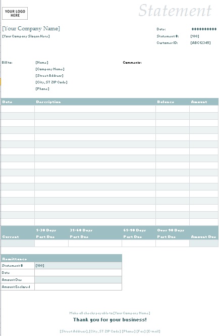 account statement template 19