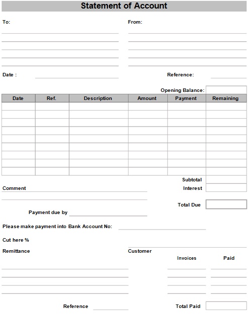 account statement template 23