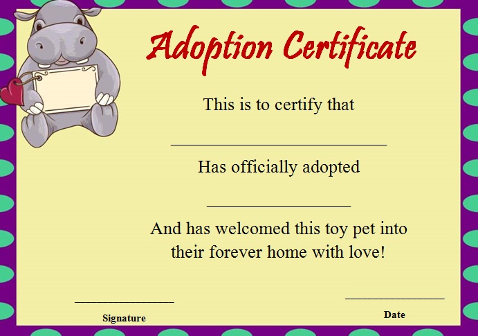 adoption certificate template 12