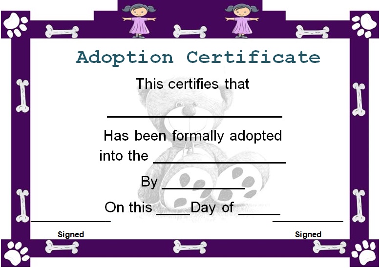 adoption certificate template 19