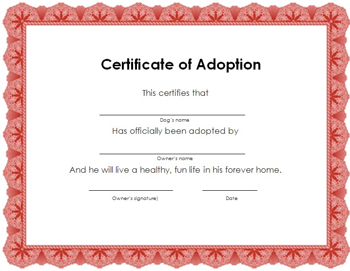 adoption certificate template 4