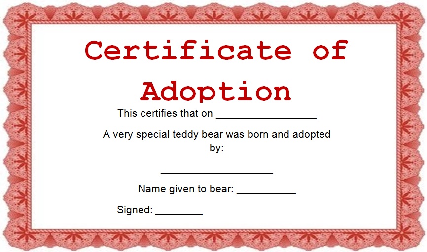 adoption certificate template 8