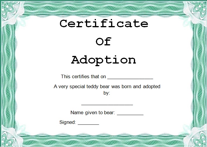 adoption certificate template 9