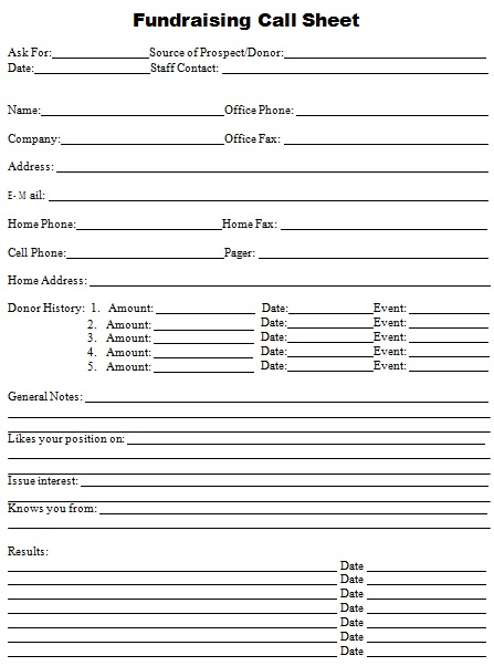 fundraising call sheet template