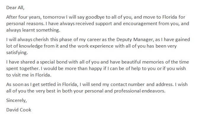 thank you note after leaving a job 13