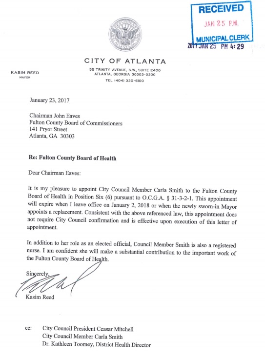 board of health appointment letter
