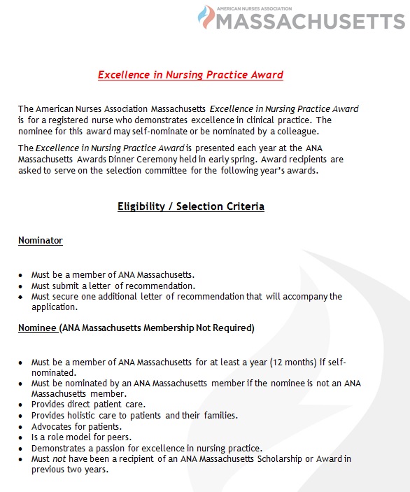 excellence in nursing practice award
