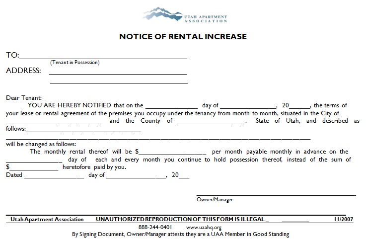 rent increase notice template 16