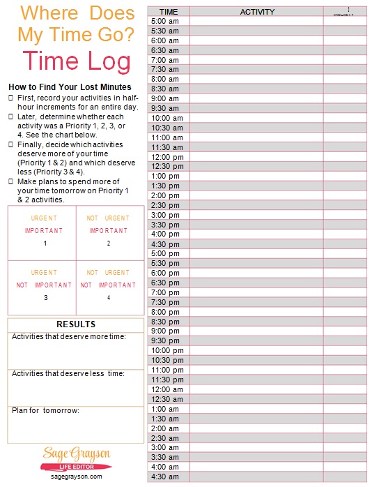 time log template 14
