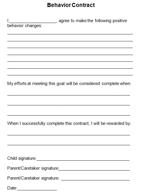 behavior contract template 12