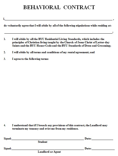 behavior contract template 6