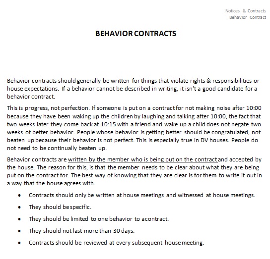 behavior contract template 7