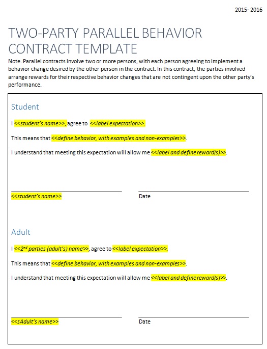 behavior contract template 8